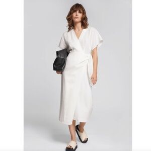 & Other Stories Linen Wrap Midi Dress